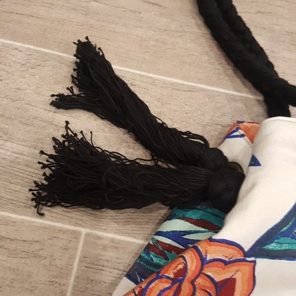 Roxy Rose Print Jute & Cotton Purse - Picture 3 of 6